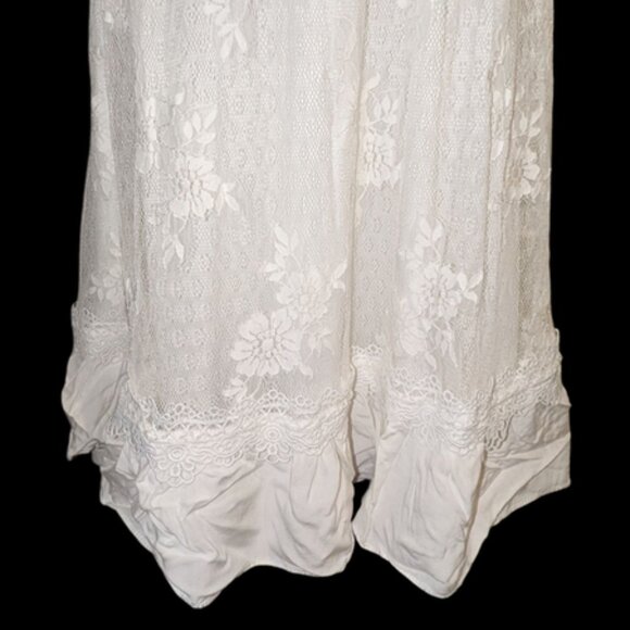 Lulus Short Sleeve Ivory Lace Overlay Ruffled Country Boho Style Long Maxi Dress - Picture 4 of 6